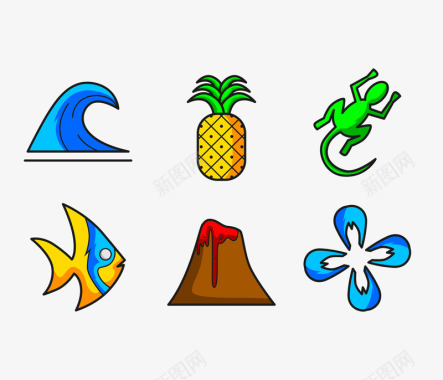 菠萝热带标志小图标元素图标