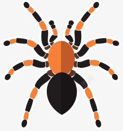 扁平蜘蛛黑橘色卡通对称蜘蛛高清图片