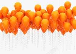 橘黄色飘在空中的气球素材