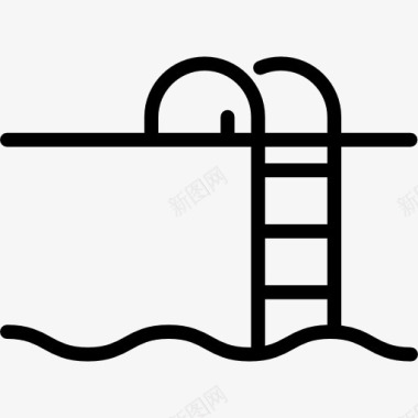 游泳的河马游泳池的梯子图标图标