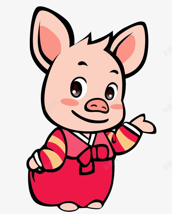 一只小猪png免抠素材_88icon https://88icon.com 可爱 和服 手绘 笑容