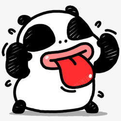 黑色熊猫吐舌头红舌头素材