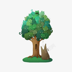 卡通猫组成的树素材