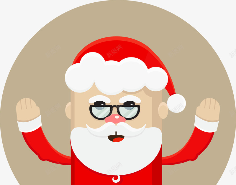 卡通圣诞老人矢量图ai免抠素材_88icon https://88icon.com 圣诞帽 白胡子 眼镜 矢量图