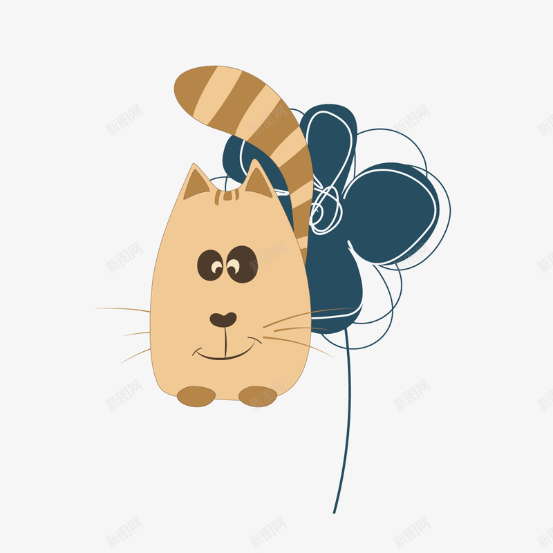 猫咪和花png免抠素材_88icon https://88icon.com 抽象猫咪 猫咪 花