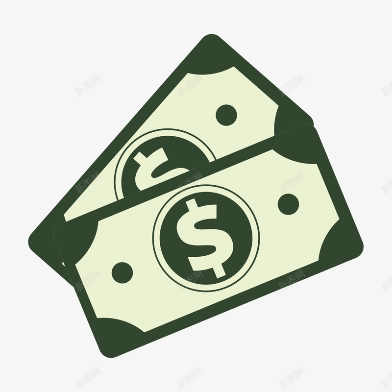 两张绿色的美元纸币矢量图ai免抠素材_88icon https://88icon.com 两张 纸币 绿色 绿色纸币 美元 美元纸币 矢量图