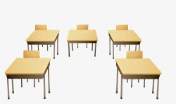 黄色五套课桌椅教学素材