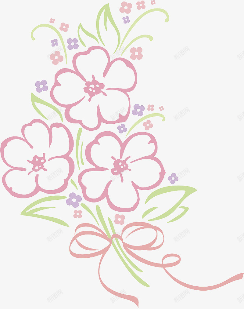 粉色线条花卉png免抠素材_88icon https://88icon.com 手绘 植物 粉色线条 线描花矢量图 线条手绘 花卉