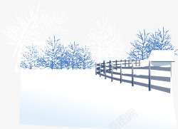 白树白茫茫的雪地冬景高清图片