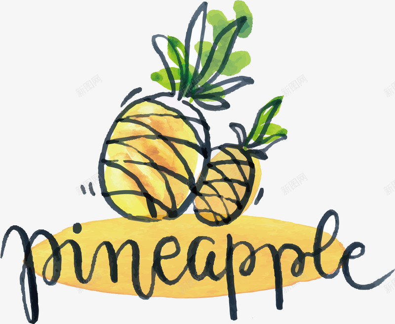 菠萝品牌广告牌矢量图ai免抠素材_88icon https://88icon.com pineapple 广告牌 水果 热带水果 菠萝 矢量图