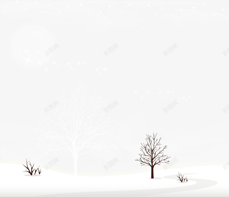 雪地上的两棵树png免抠素材_88icon https://88icon.com 树 漫天飞雪 雪地 雪景
