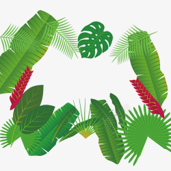 清翠嫩绿色热带植物边框矢量图素材