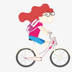 骑自行车的小女孩矢量图素材