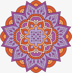 橘色紫色宗教花纹矢量图素材