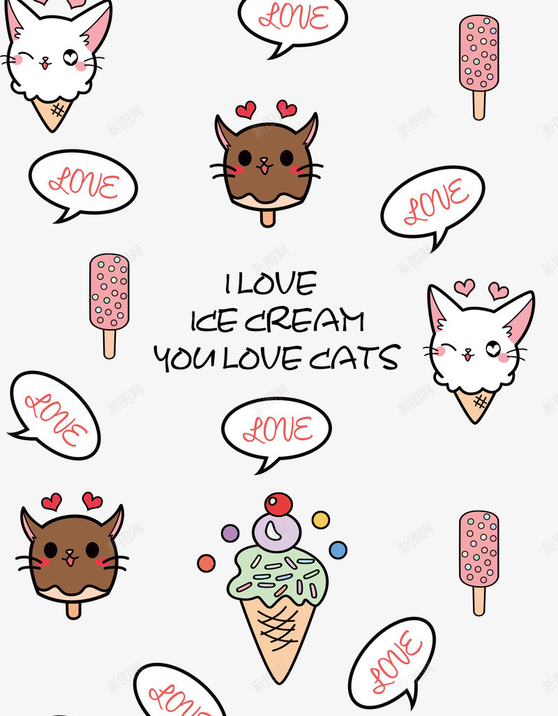 卡通可爱猫咪冰淇淋图案png免抠素材_88icon https://88icon.com 冰淇淋 卡通 卡通可爱猫咪冰淇淋图案 可爱 图案 猫咪