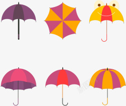 6款彩色雨伞矢量图素材
