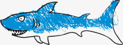 蓝色手绘可爱鲨鱼素材