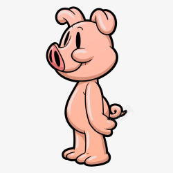 站立小猪手绘粉色侧面小猪矢量图高清图片