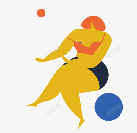 创意人物剪贴图png免抠素材_88icon https://88icon.com 创意剪贴图 可爱胖女人插图 运动 运动的美女 运动素材