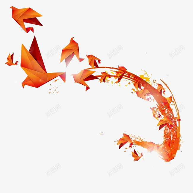 卡通纸鹤png免抠素材_88icon https://88icon.com 化身成为一条鱼 卡通 图案 手绘 橘色的身子 装饰