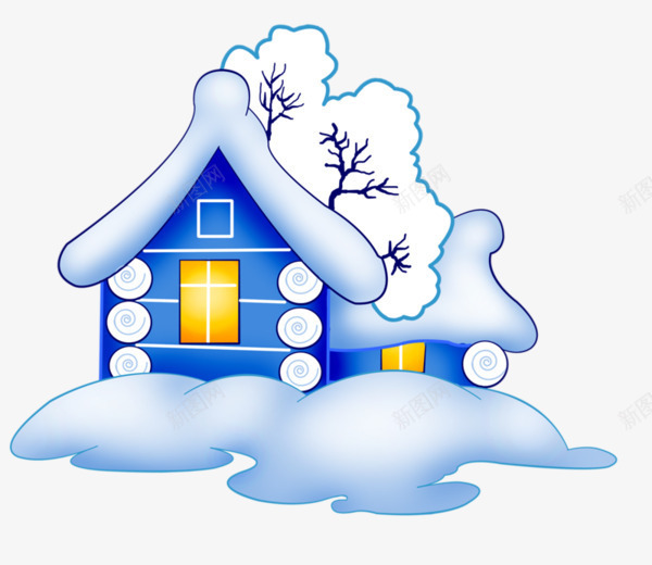 卡通雪屋图png免抠素材_88icon https://88icon.com 屋子 蓝色 雪地 雪屋