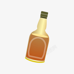 一瓶橘黄色的酒矢量图素材