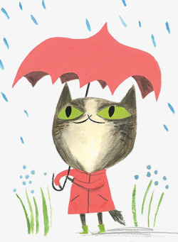 打伞的猫素材