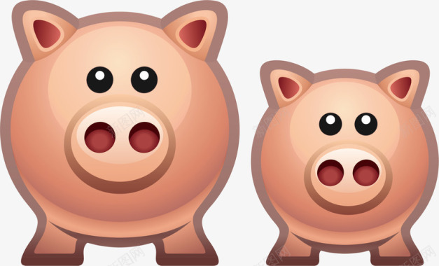 小猪包存钱罐金融赚钱插画矢量图图标图标