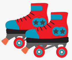 红色四轮溜冰鞋矢量图素材