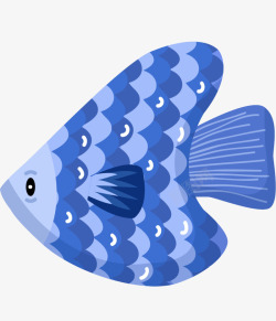 海洋生物可爱蓝色小鱼素材