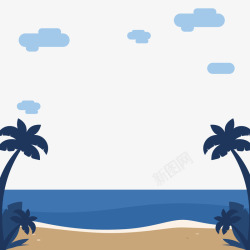 蓝色海边沙滩风景素材