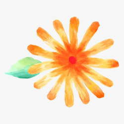 橘色水彩绘情人节花卉素材