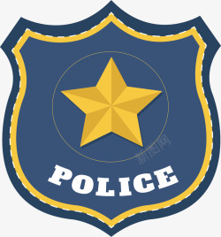 警察工作证星星标志蓝色徽章矢量图高清图片