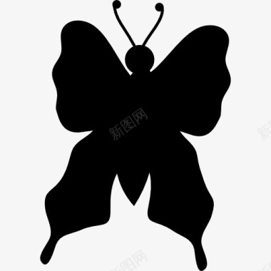 蝴蝶俯视黑色的剪影图标图标