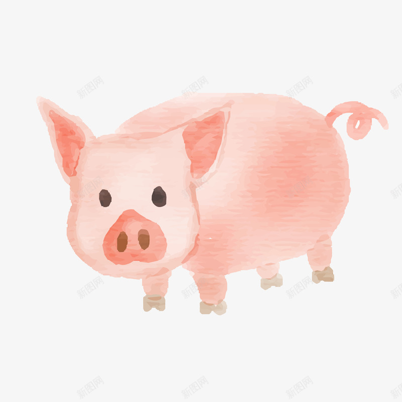 水彩手绘粉红色的小猪矢量图ai免抠素材_88icon https://88icon.com 农场 动物设计 小猪 手绘 水彩 粉红色 矢量图