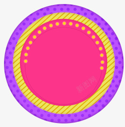 紫色灯泡卡通圆形牌子装饰图案素材