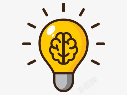 AI黄色大脑想象手绘灯泡矢素材