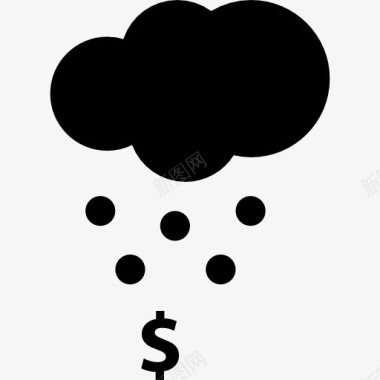 云纹符号云与冰雹和美元符号图标图标
