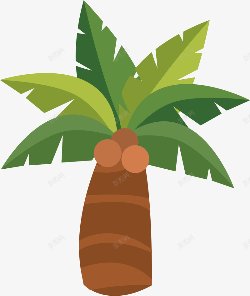 手绘高大的椰子树矢量图ai免抠素材_88icon https://88icon.com 卡通 叶子 植物 椰子 椰子树 绿树 矢量图