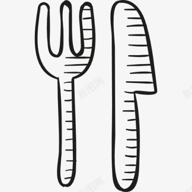 中餐餐具大叉子和刀图标图标