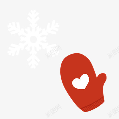 雪花图案与爱心手套png免抠素材_88icon https://88icon.com 卡通 暖和 红白色 贴图