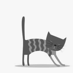 卡通灰色的猫咪矢量图素材