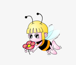 蜜蜂捧着花朵素材