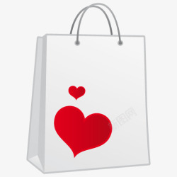 情人节购物袋白色红心购物袋素材