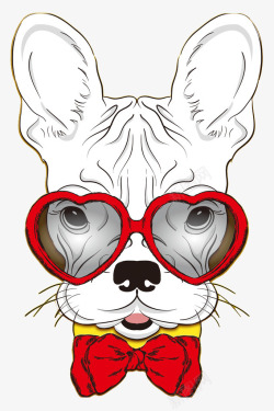 红领结卡通戴着眼镜的小狗图高清图片