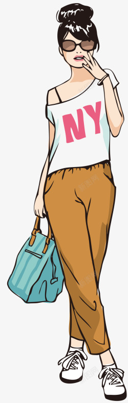 手绘线描线条时尚服饰走素材