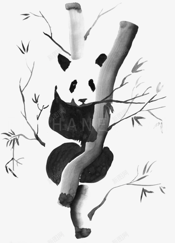 中国风水墨熊猫png图片免费下载-素材exojvfyf-88ICON