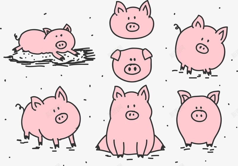 猪集png免抠素材_88icon https://88icon.com 农场 卡通 哺乳动物 头 小猪 猪矢量集 粉红