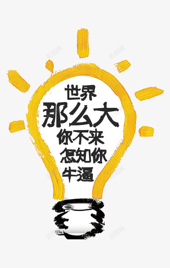 黄色灯泡文字png免抠素材_88icon https://88icon.com 世界那么大 卡通灯泡 灯泡文字 黄色灯泡