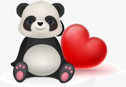 情人节熊猫素材情人节呆萌黑白熊猫高清图片